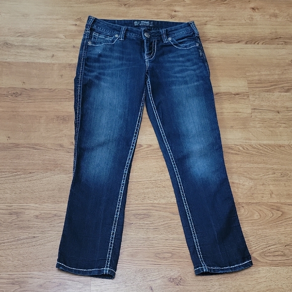(Capris) Silver Frances Jean Capris Dark Blue Straight Leg Size 27 - Picture 1 of 8